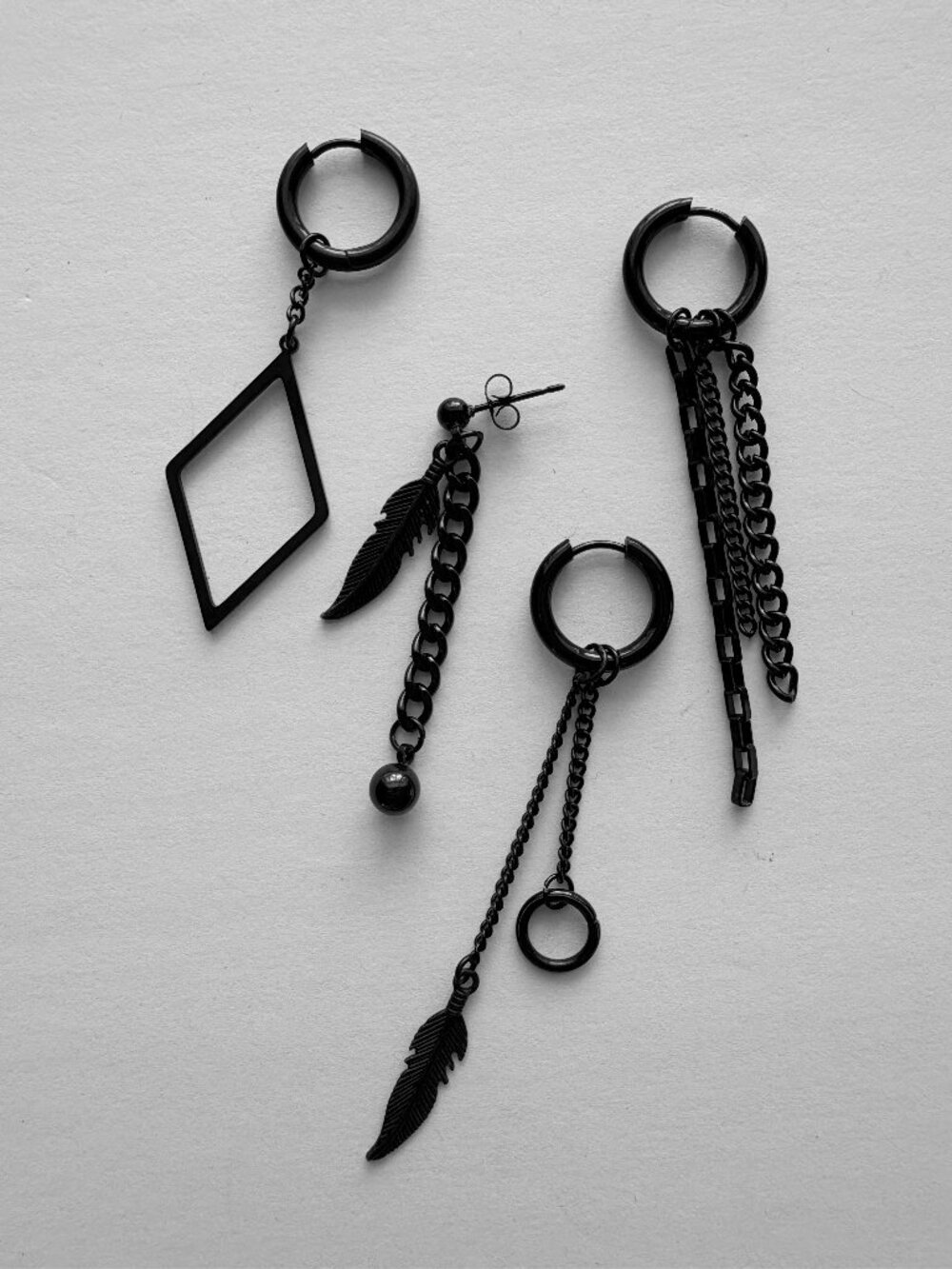 2 Pairs | Black Chain Dangle Charms